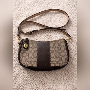 NWOT Coach Brown Signature Canvas and Dark Brown Leather Crossbody